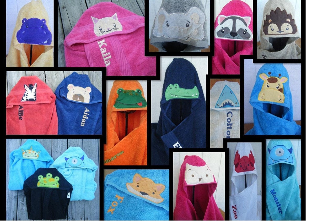 Monogrammed Hooded Towel - Unique Baby Shower Gift, Personalized Birthday Present - Infant Toddler and Kids Customizable Sizes and Colors