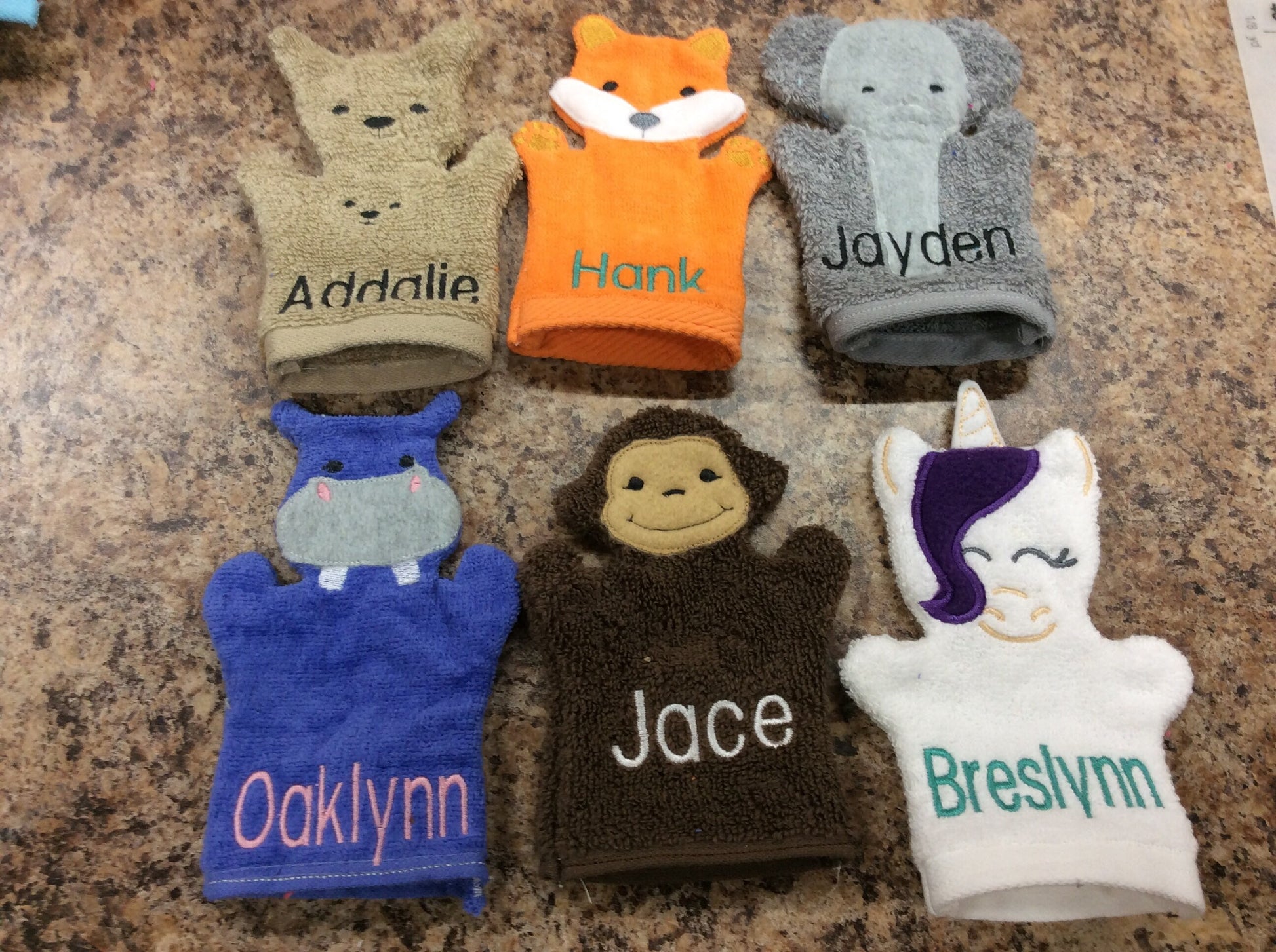 Kids Cat Bath Mitt, Personalized Washcloth, Monogrammed Baby Shower Gift, Birthday Spa Favor, Cotton Bath Glove, Personalized Toddler Gift